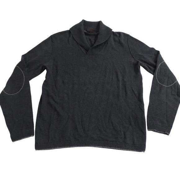 Hugo Boss Shawl Collar Sweater Men Size M Gray Cotton Cashmere Long Sleeve - Picture 1 of 16